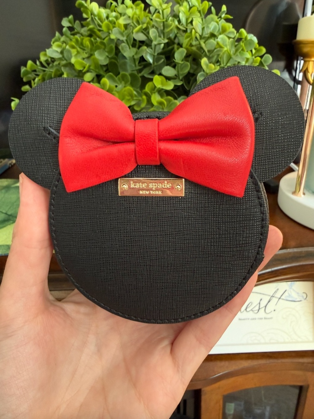 Kate Spade X Disney Minnie Mouse Coin Purse Red Polka Dot Bow